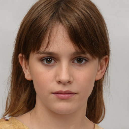 Neutral white child female with medium  brown hair and brown eyes