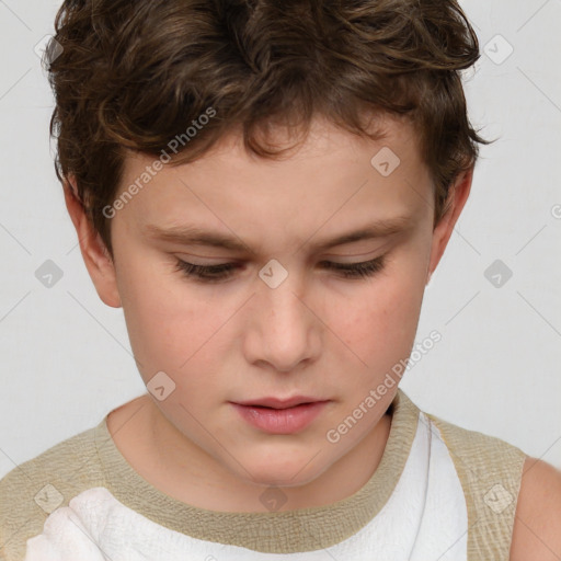 Neutral white child male with short  brown hair and brown eyes