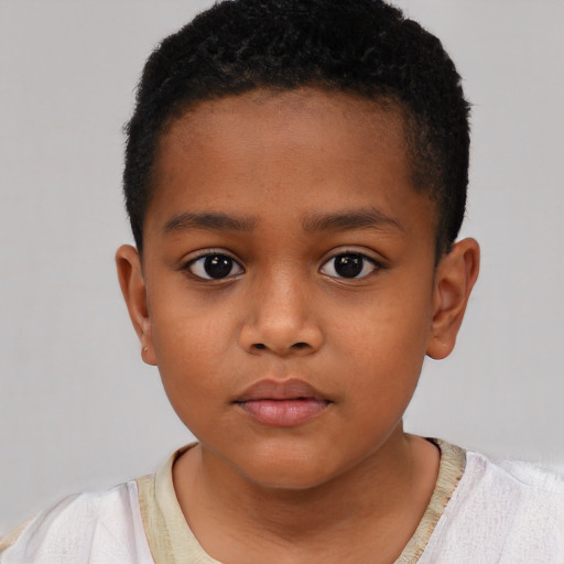 Neutral black child male with short  brown hair and brown eyes