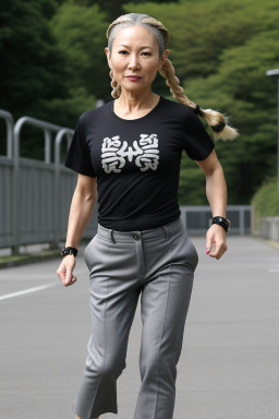 Japanese middle-aged female with  blonde hair