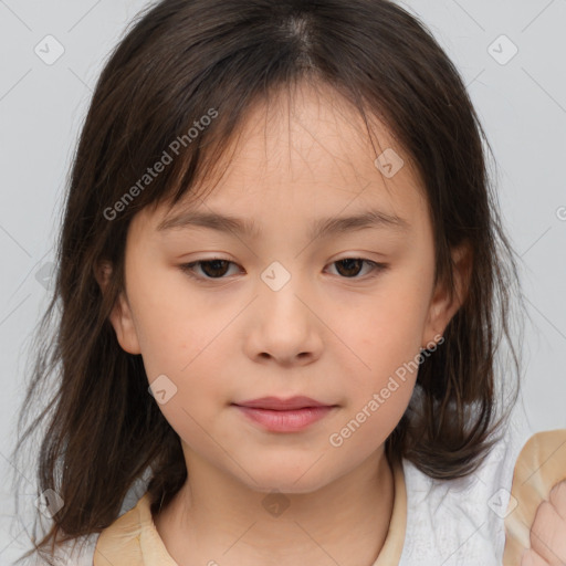 Neutral white child female with medium  brown hair and brown eyes