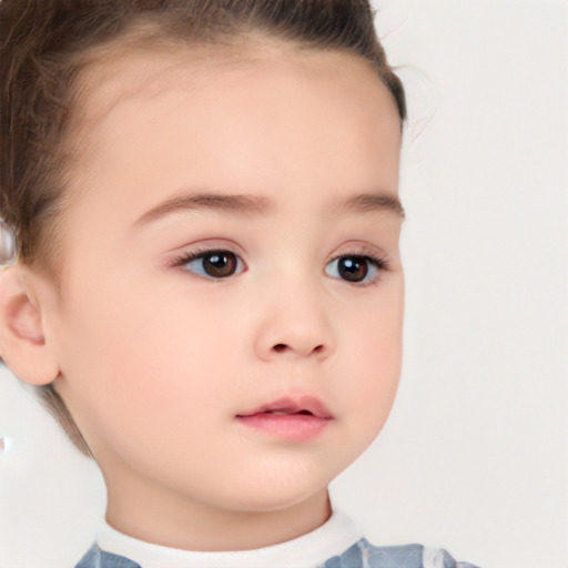 Neutral white child female with short  brown hair and brown eyes