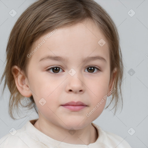 Neutral white child female with medium  brown hair and brown eyes