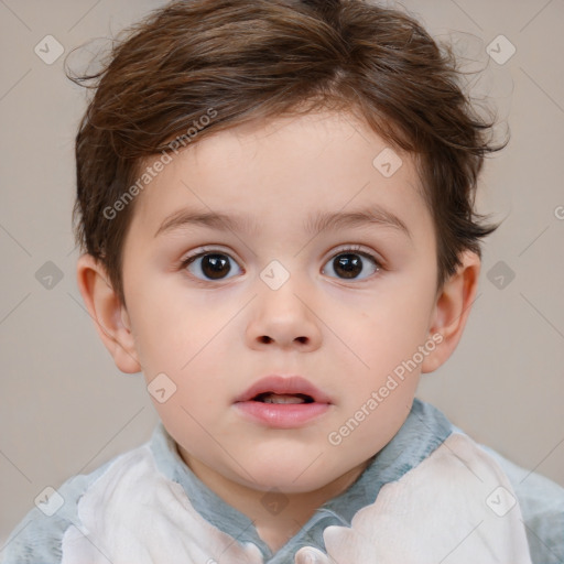 Neutral white child female with short  brown hair and brown eyes