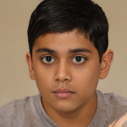 Neutral asian child male with short  brown hair and brown eyes