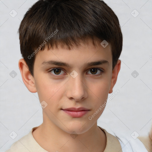 Neutral white child male with short  brown hair and brown eyes