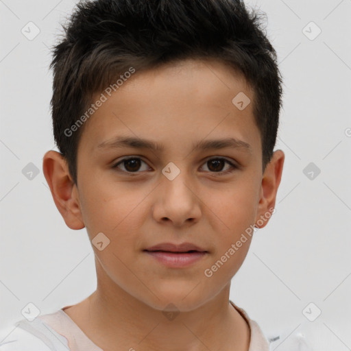 Neutral white child male with short  brown hair and brown eyes