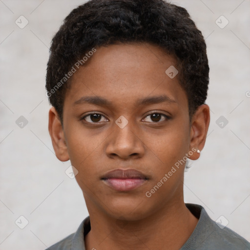 Neutral black young-adult male with short  brown hair and brown eyes