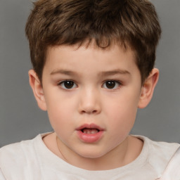 Neutral white child male with short  brown hair and brown eyes