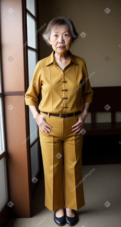 Chinese elderly female with  brown hair