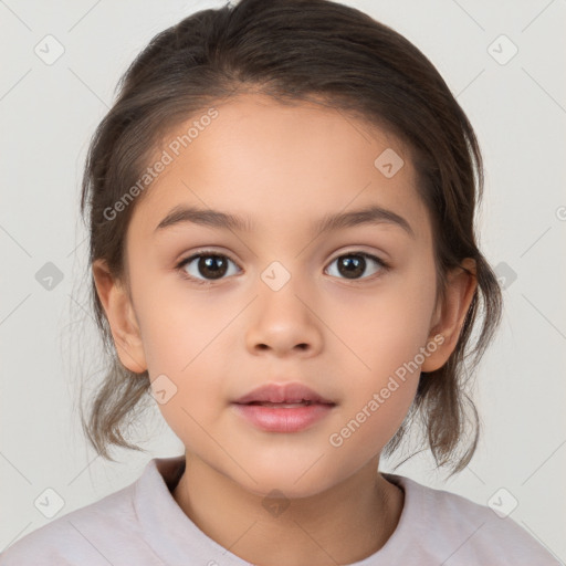 Neutral white child female with medium  brown hair and brown eyes