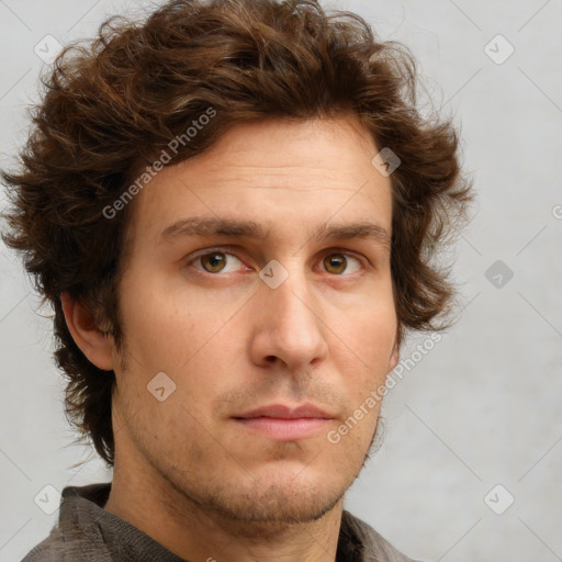 Neutral white adult male with short  brown hair and brown eyes