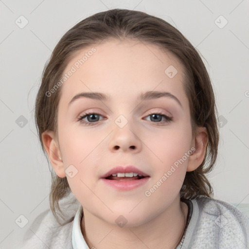 Neutral white child female with medium  brown hair and brown eyes