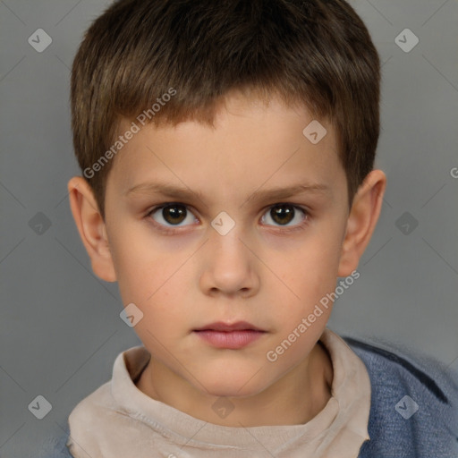 Neutral white child male with short  brown hair and brown eyes