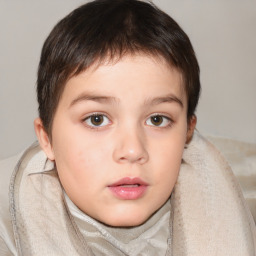 Neutral white child female with short  brown hair and brown eyes
