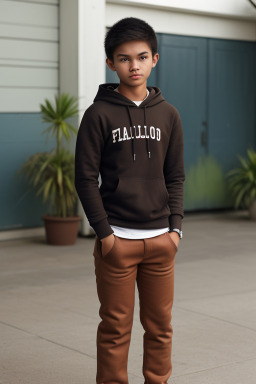 Filipino teenager boy with  brown hair