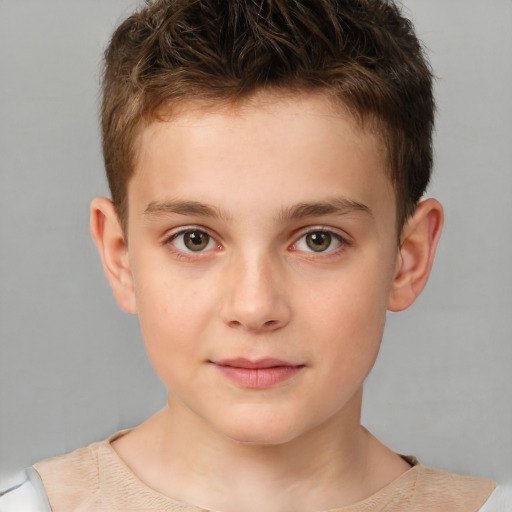 Neutral white child male with short  brown hair and brown eyes