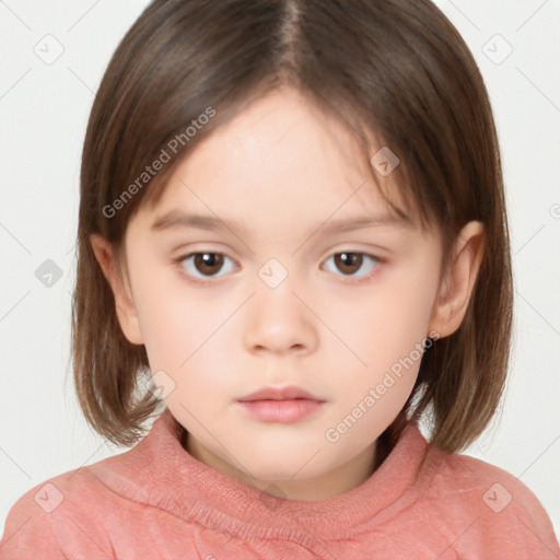 Neutral white child female with medium  brown hair and brown eyes