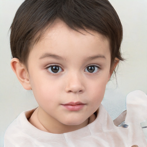 Neutral white child female with short  brown hair and brown eyes