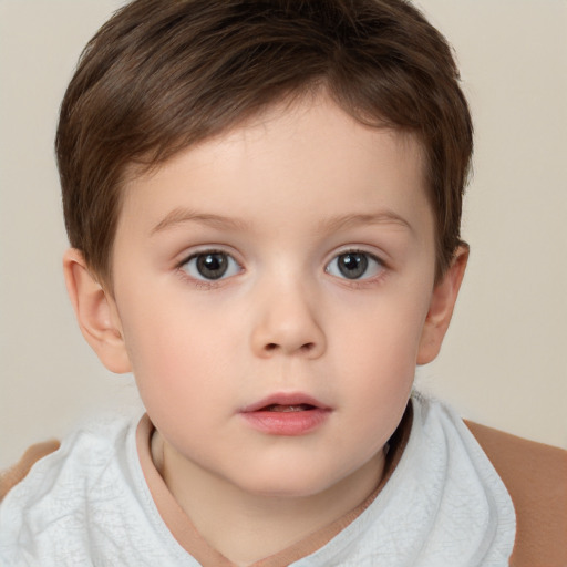 Neutral white child male with short  brown hair and brown eyes