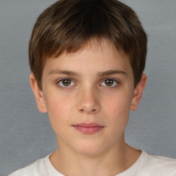 Neutral white child male with short  brown hair and brown eyes