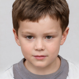 Neutral white child male with short  brown hair and brown eyes