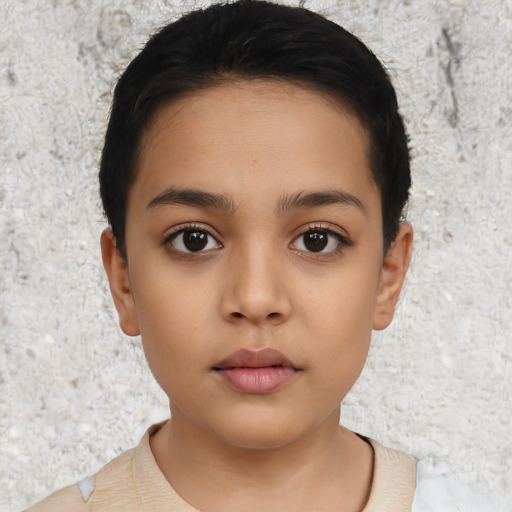 Neutral latino young-adult female with short  brown hair and brown eyes