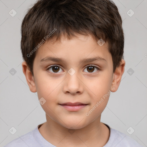 Neutral white child male with short  brown hair and brown eyes