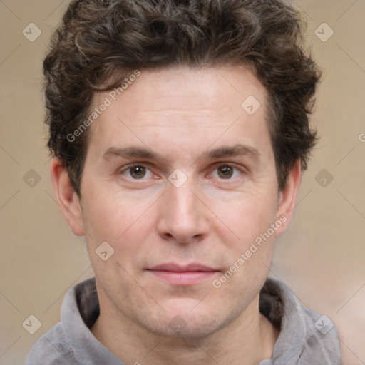 Neutral white adult male with short  brown hair and brown eyes