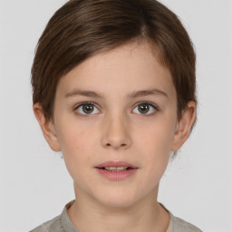 Neutral white young-adult female with short  brown hair and brown eyes