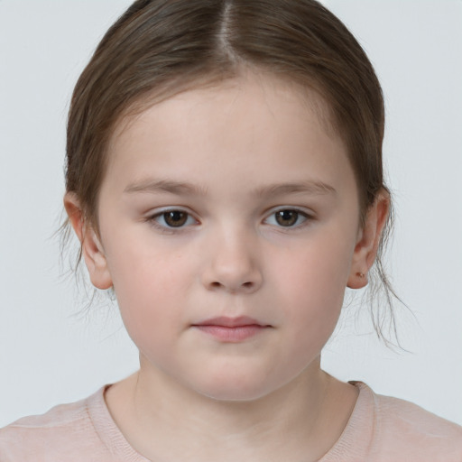 Neutral white child female with medium  brown hair and brown eyes