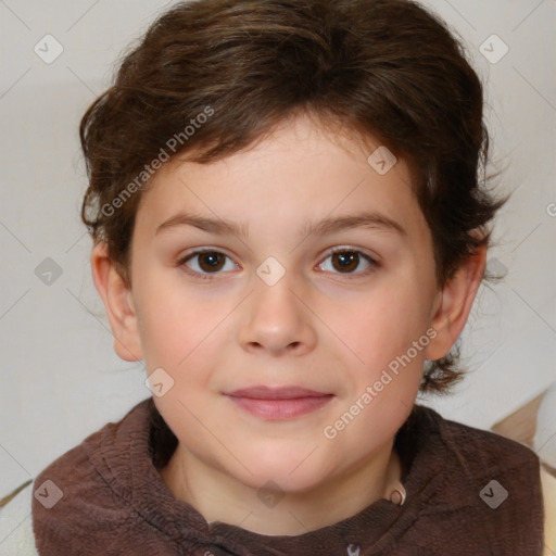 Neutral white child female with short  brown hair and brown eyes