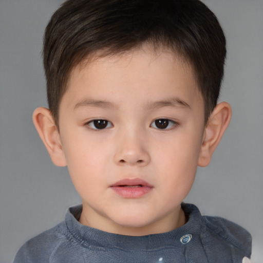 Neutral white child male with short  brown hair and brown eyes