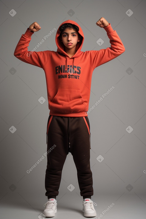 Emirati teenager boy with  brown hair