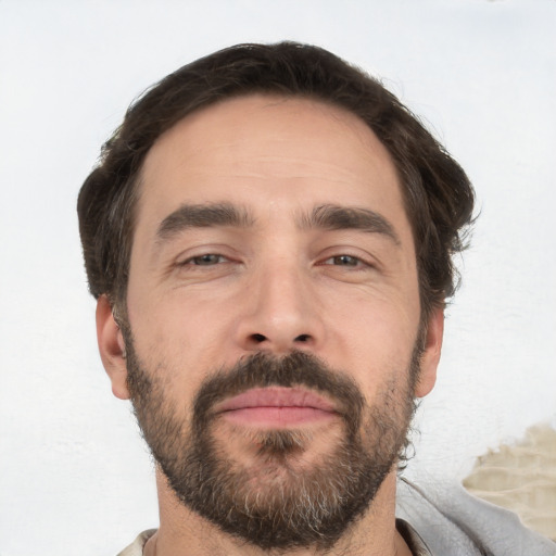 Neutral white adult male with short  brown hair and brown eyes