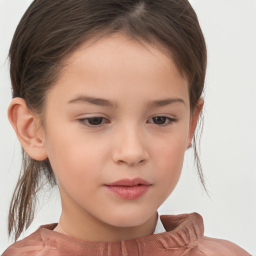 Neutral white child female with short  brown hair and brown eyes