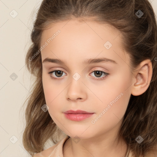 Neutral white child female with medium  brown hair and brown eyes