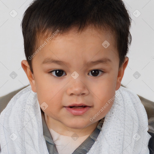 Neutral white child male with short  brown hair and brown eyes