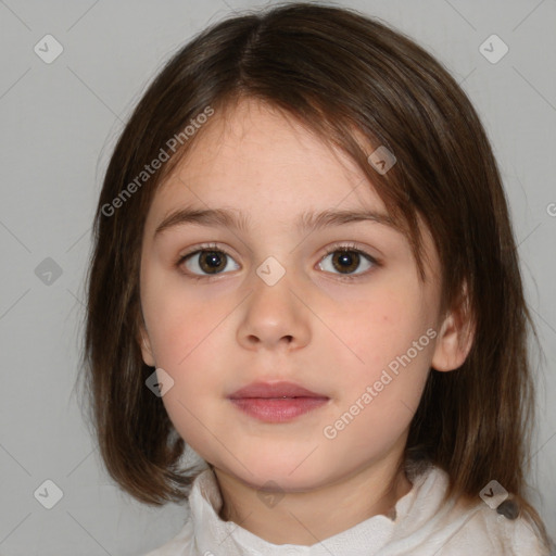 Neutral white child female with medium  brown hair and brown eyes