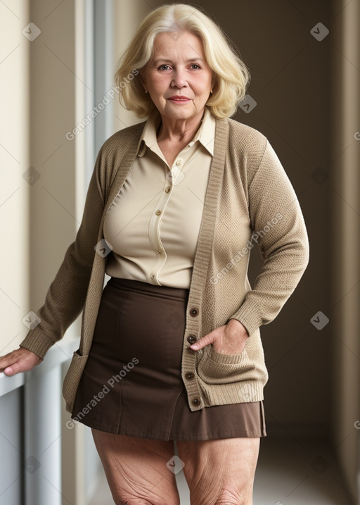 Caucasian elderly female with  blonde hair