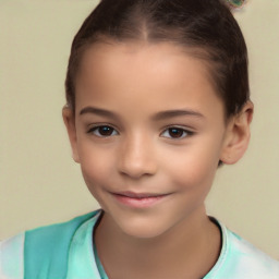 Neutral white child female with short  brown hair and brown eyes