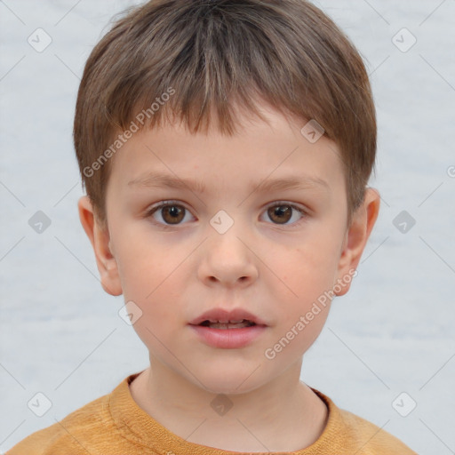 Neutral white child male with short  brown hair and brown eyes