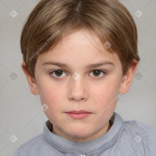 Neutral white child female with short  brown hair and brown eyes