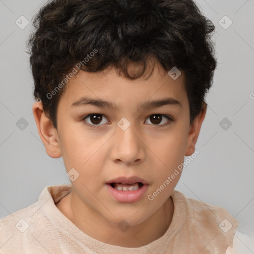 Neutral white child male with short  brown hair and brown eyes