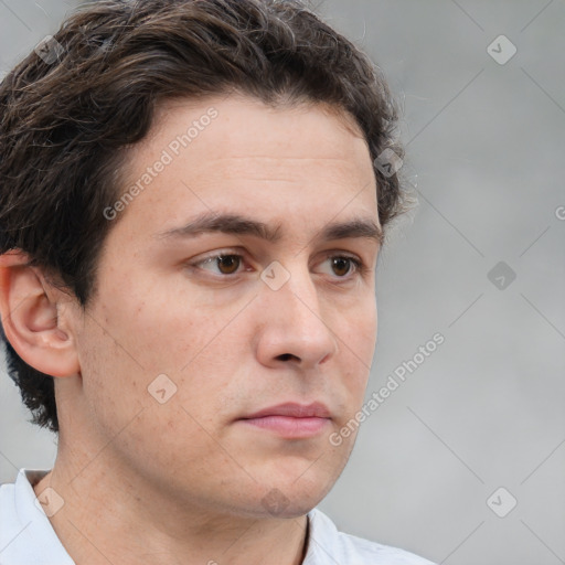 Neutral white adult male with short  brown hair and brown eyes