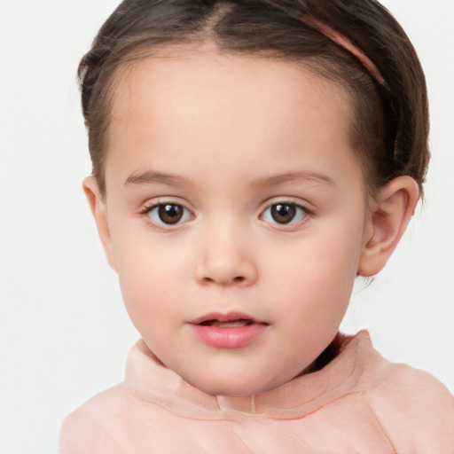 Neutral white child female with short  brown hair and brown eyes