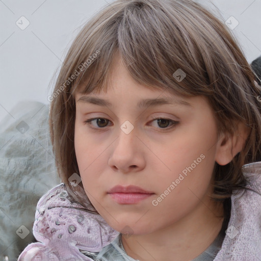 Neutral white child female with medium  brown hair and brown eyes