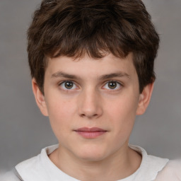 Neutral white child male with short  brown hair and brown eyes