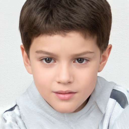 Neutral white child male with short  brown hair and brown eyes