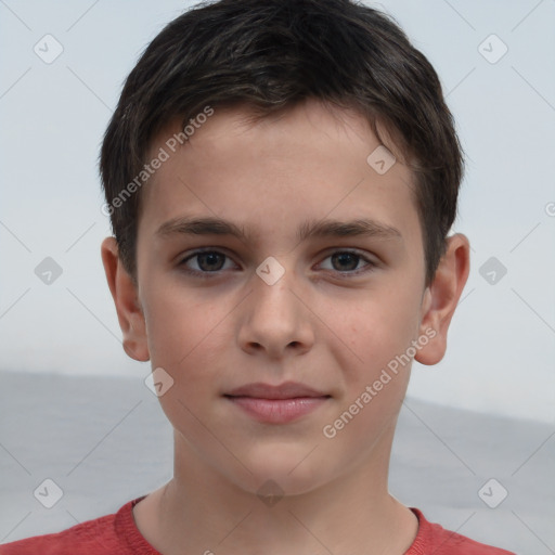 Neutral white child male with short  brown hair and brown eyes